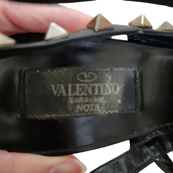 Valentino Rockstud Black Leather Zebra Calf Hair Ankle Strap Pumps Heels 39 9 - Picture 9 of 12